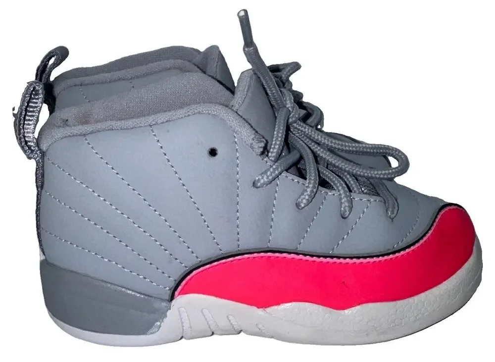 Air Jordan 12 Retro Racer Pink Wolf Grey Toddler 9C 819666-060 Shoes